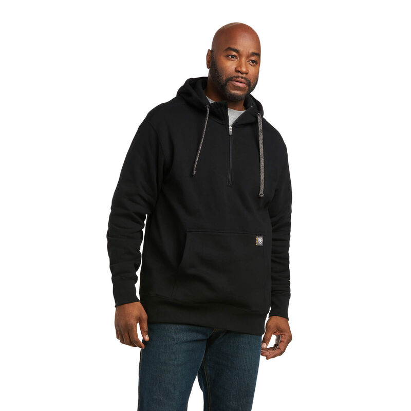 Ariat Hoodie Herren - Rebar Workman 1/4 Zip Schwarz ( TZQNH-5174 )